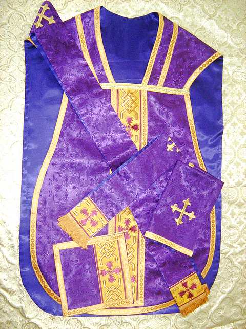 Roman Vestments in Purple church Fabric